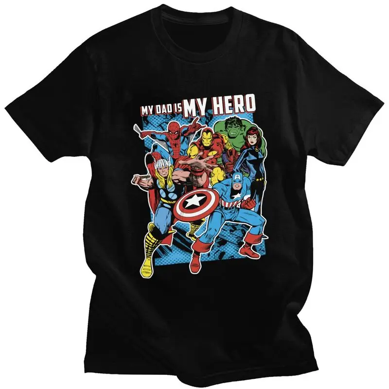 Hulk Avengers Hero Dad T Shirts Men Short Sleeve T-shirts Printed Tee Pure Cotton Slim Fit Tshirt Gift