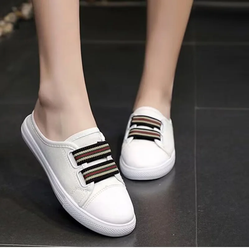 Half Slippers Canvas Shoes Lightweight Breathable Fashion Running Flat Simple Canvas Shoes Sneakers Women