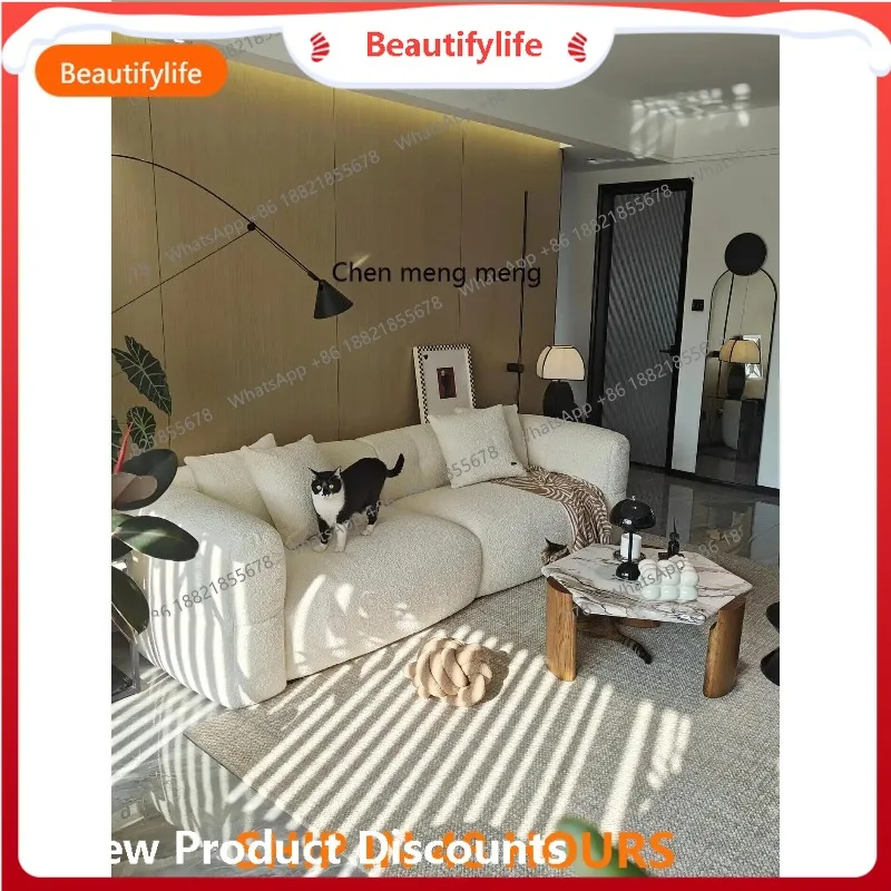 

H Retro, sofa living room simple modern log fabric straight row small apartment, new