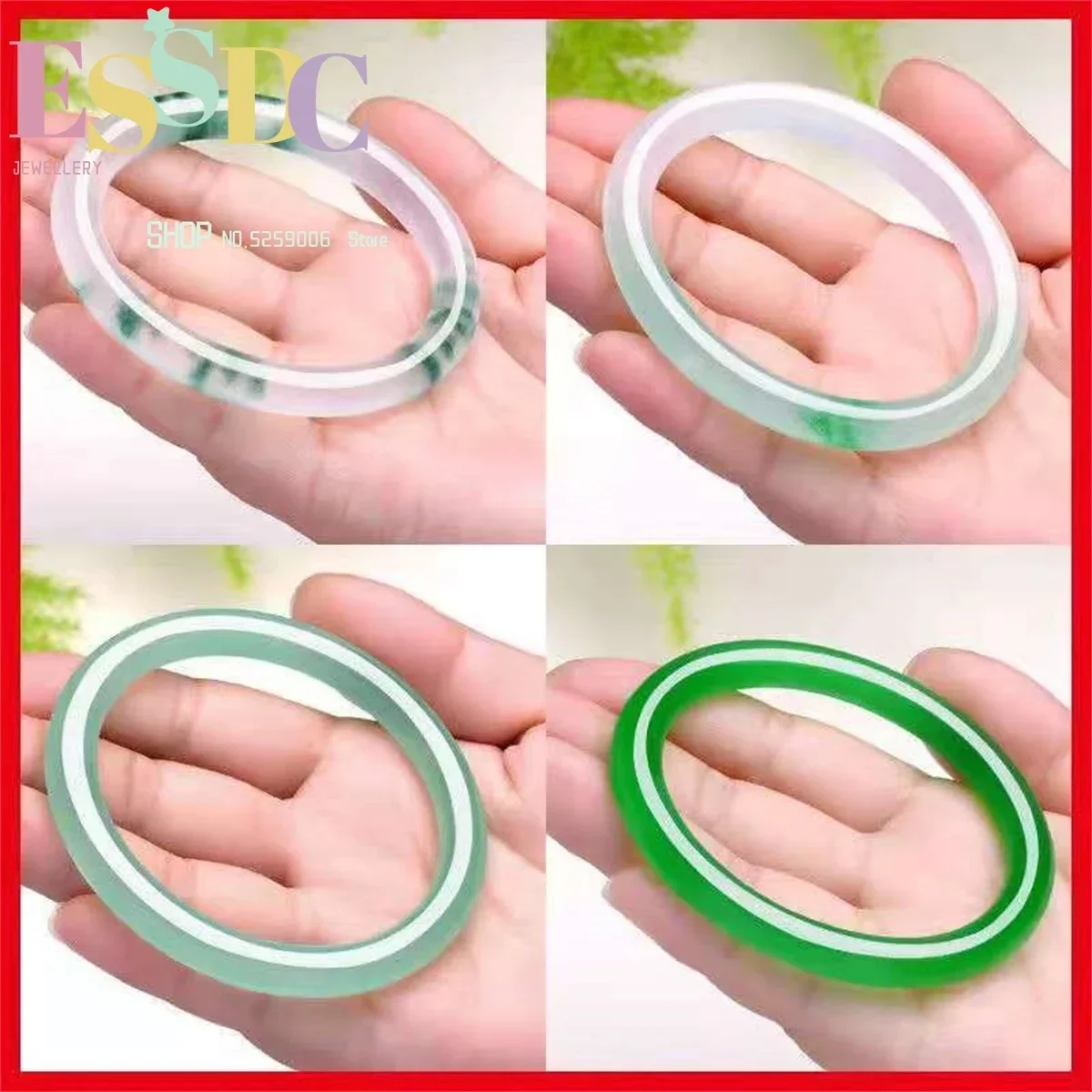 New Elegant Jewelry Ice Quartzite Jade Thin Round Floating Flower Emerald Green  Jingle Bracelet Women Exquisite Generous Gift