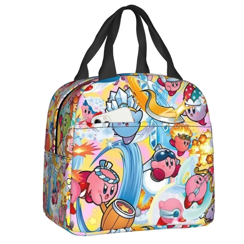 

Custom Kirbys Cartoon Game Lunch Bag Men Women Thermal Cooler Insulated Lunch Box for Adult Office