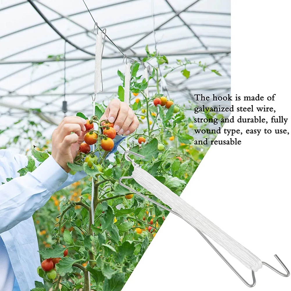 Tomato Support Hooks with Tomato Clips, J Hooks,Vine Hooks to Prevent Tomatoes Pinching or Falling Off with String Rope