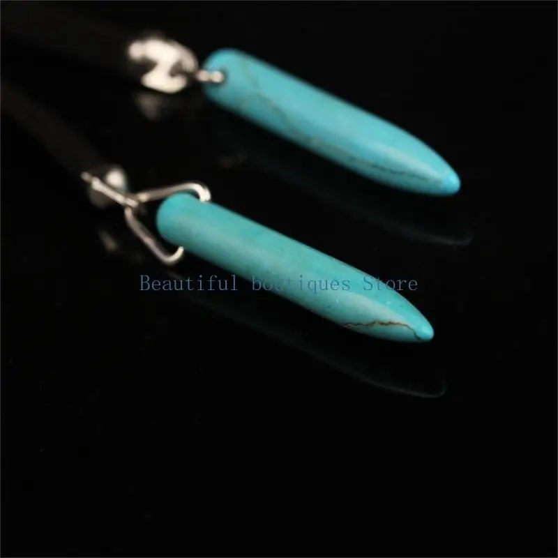 U4LF Fashion Choker Necklace Charm Long Rope Collar Black Brown Color Leather Velvets - view 2