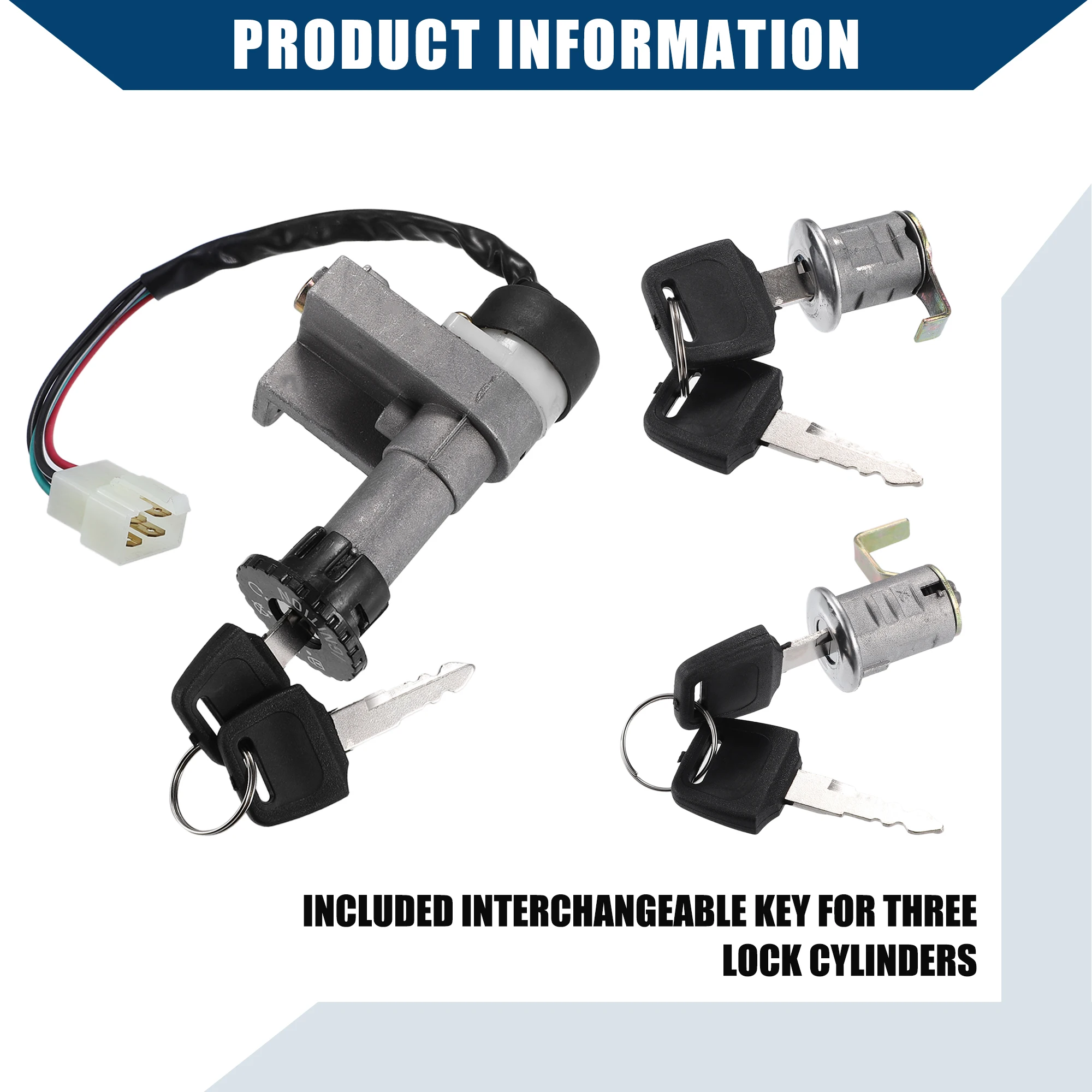 Ignition Key Switch Lock Assembly for GY6 49cc 50cc 125cc 150cc 139QMB with most Chinese Gas Scooter Moped Parts