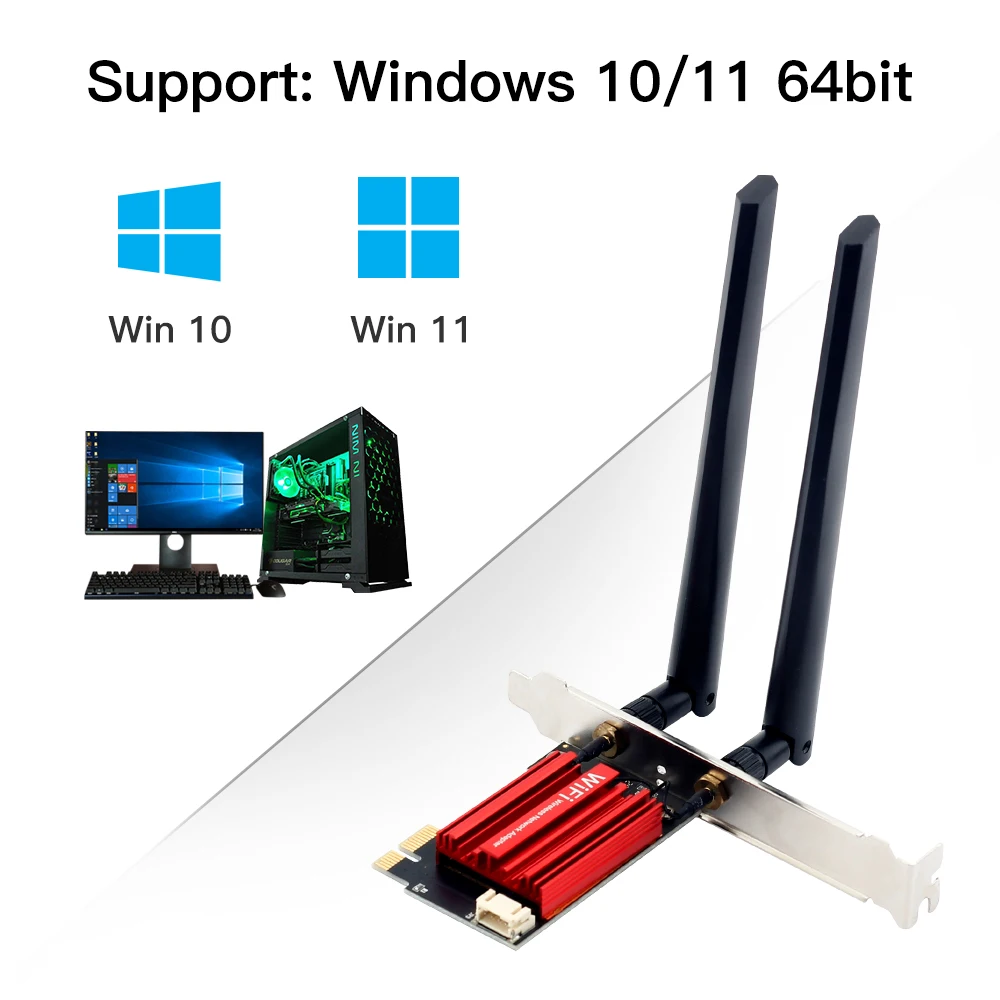 FENVI WiFi 6E AX210 Wireless PCI-E Adapter Tri-band 2.4G/5G/6Ghz Compatible BT 5.3 802.11AX Network Wi-Fi Card For PC Win 10/11