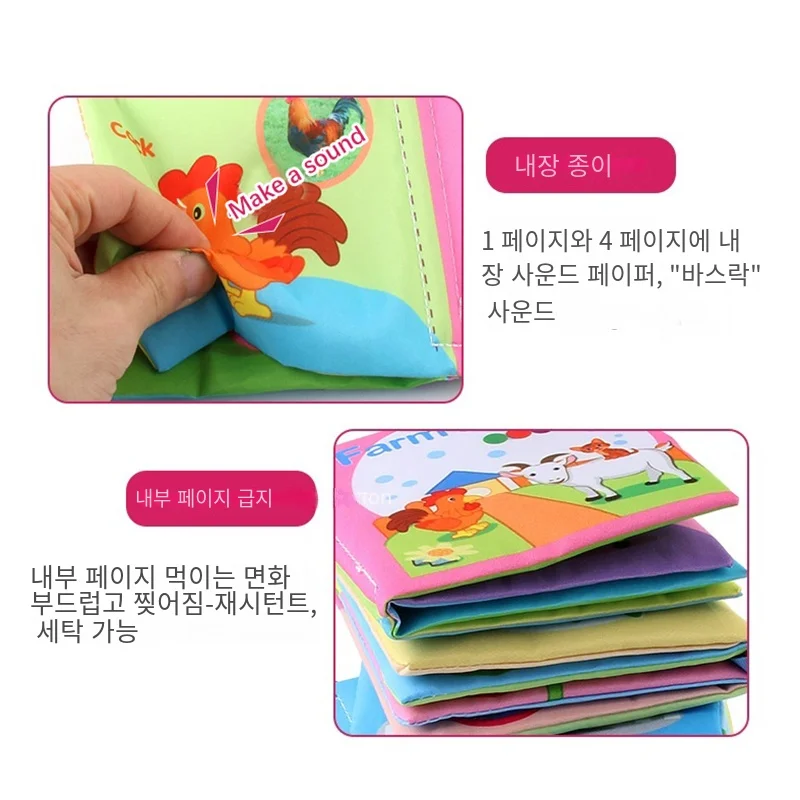 Children Enlightenment Early Educational Toys Kids Cloth Books English Animal Car Fruit Cognitive Book for Toddlers 12-72 Month