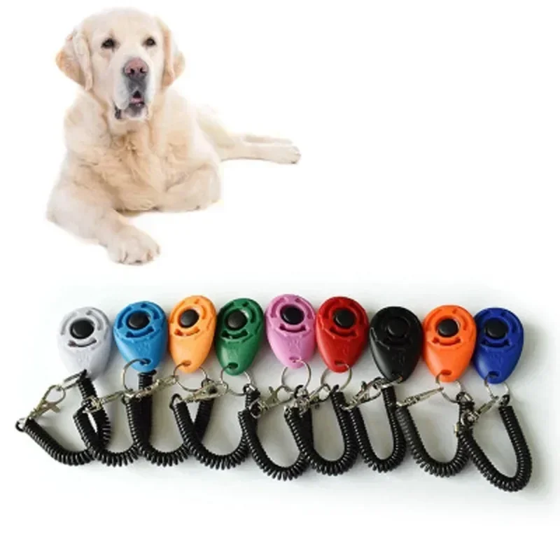 Dog Training Clicker Pet Cat Plastic New Dog Click Trainer Aid Tools Adjustable Wrist Strap Sound Key Chain Dog Supplies Product