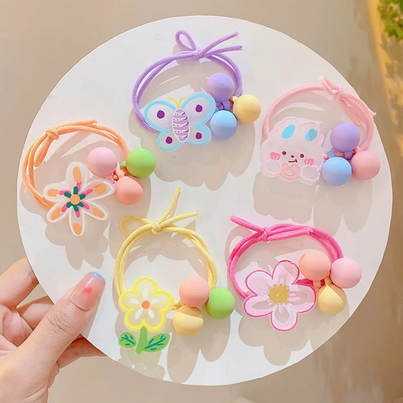 

Cartoon Graffiti Flower Hair Ties for Girls Sweet Cute Elastic Ponytail Holders Soft Non Slip High Elasticity Toddler Kids Daily