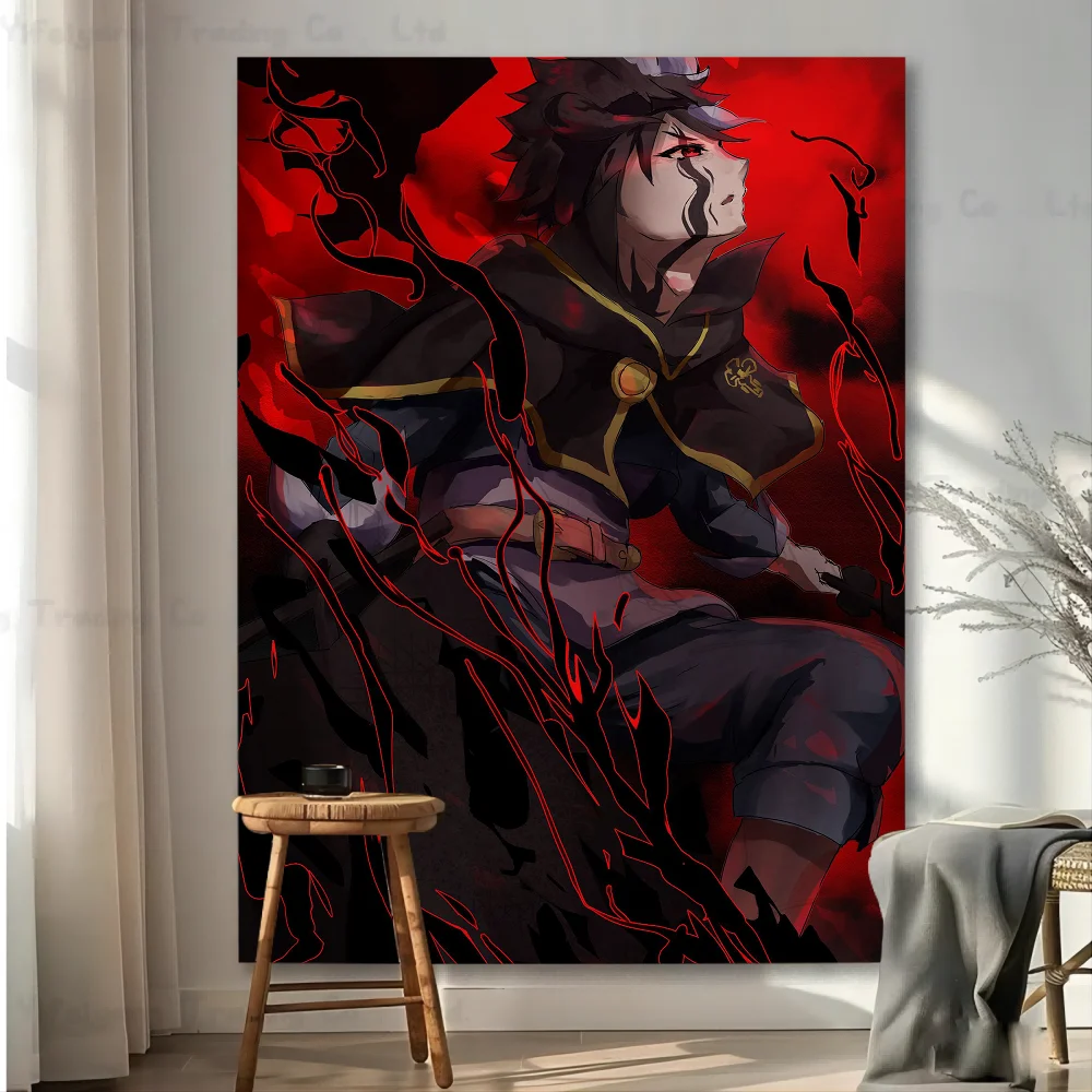 Anime trevo preto tapeçaria arte impressão japonês tapeçaria de parede anime pendurado decoração para casa