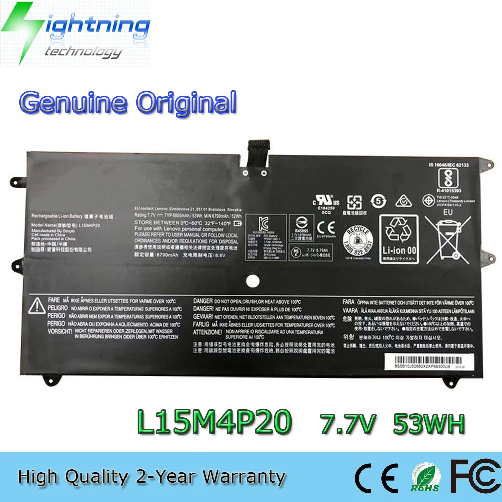 

New Genuine Original L15M4P20 7.7V 53Wh Laptop Battery for Lenovo Yoga 900S-12ISK 80ML001XGE 80ML001WGE 80ML001YGE L15L4P20