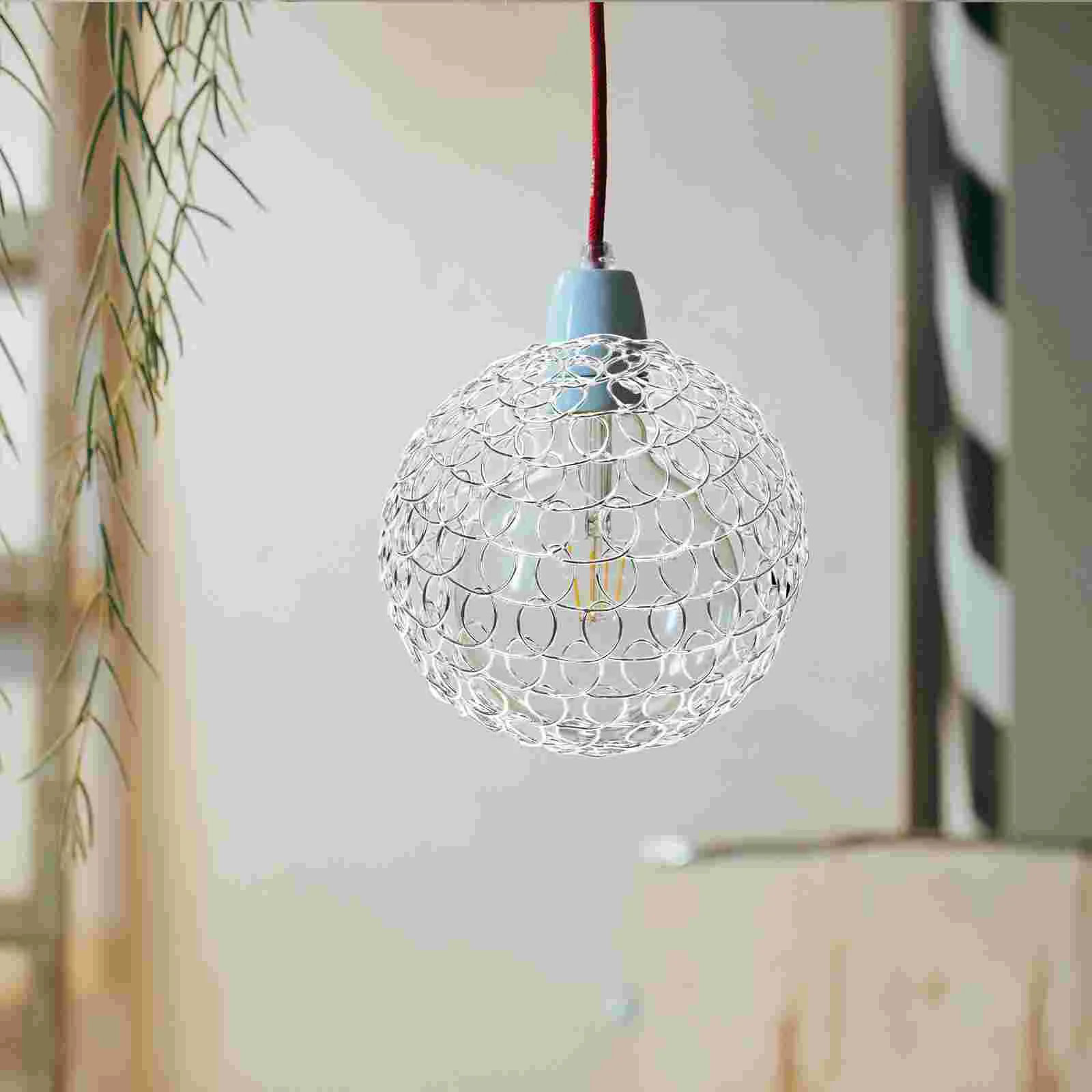 Wrought Iron Lampshade Vintage Small Shades for Table Spherical Sturdy Pendant Light Industrial Contemporary