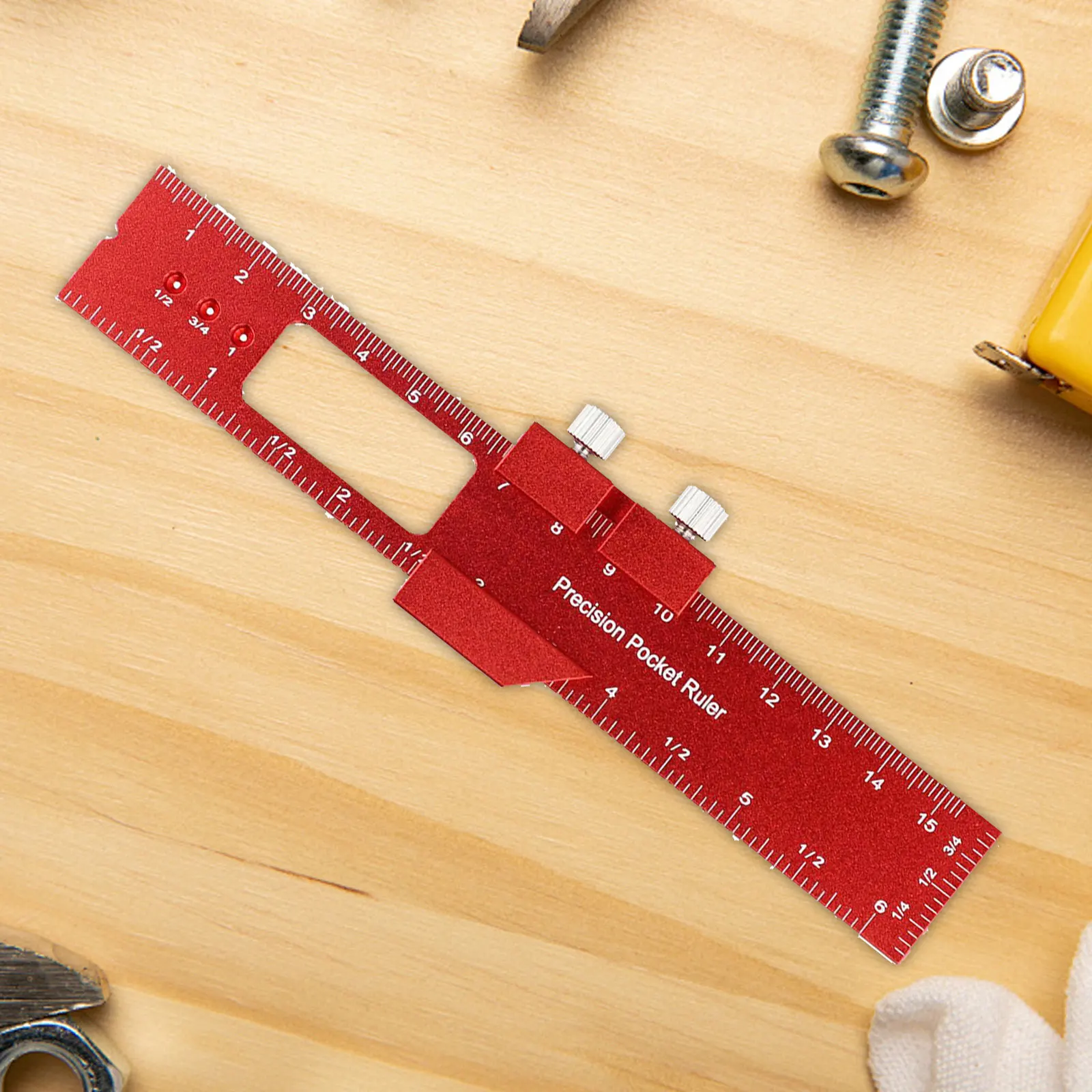 Measuring Ruler for Carpentry and DIY Wood Projects Dual Metric and For Imperial Scales on Wear-Resistant Aluminum Alloy Base