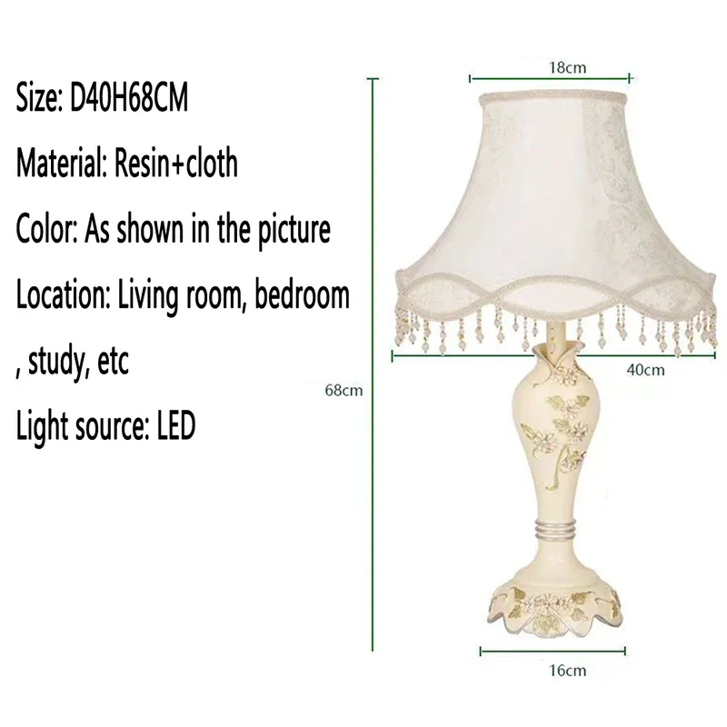 RONIN A European Table Lamp Floor Light Luxurious Living Room Bedroom Study Villa LED Retro Creativity Bedside Desk Light