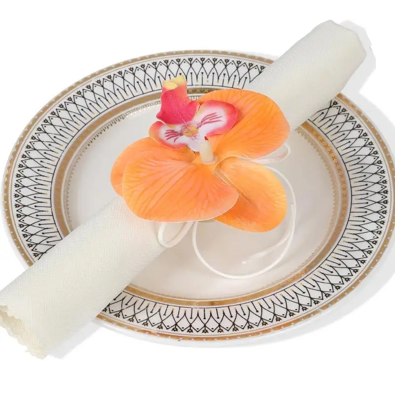 Wooden Napkin Rings With Subtle Orchid Texture Nordic Style For Wedding Catering Services And Hotel Dining Table Decor