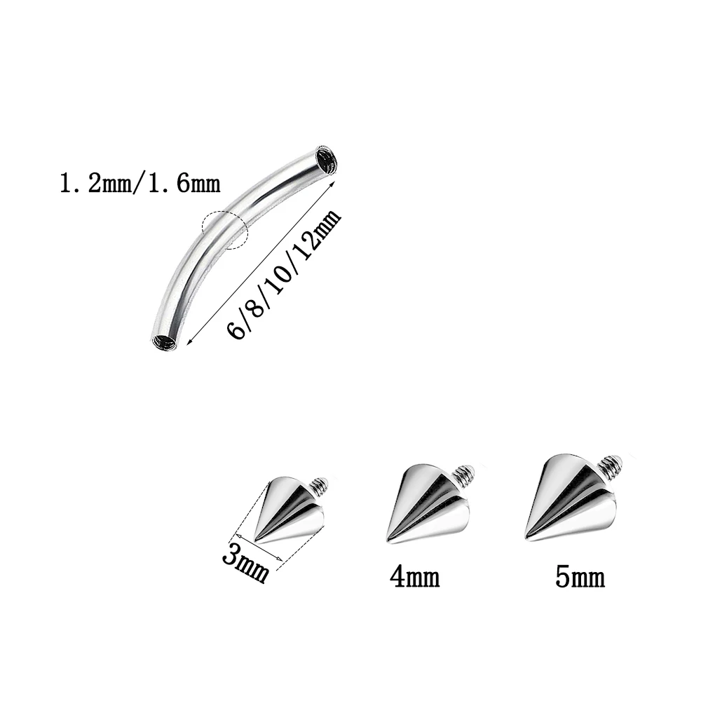 1 szt. F136 tytanowa warga Stud dwugłowe zęby wewnętrzne Spike stożek ucho kość Stud sutek kolczyk brwi Stud Piercing biżuteria