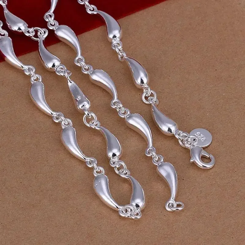 Popular Brands 925 sterling silver water drop chain Necklace for women jewelry designer wedding engagement gifts 45cm
