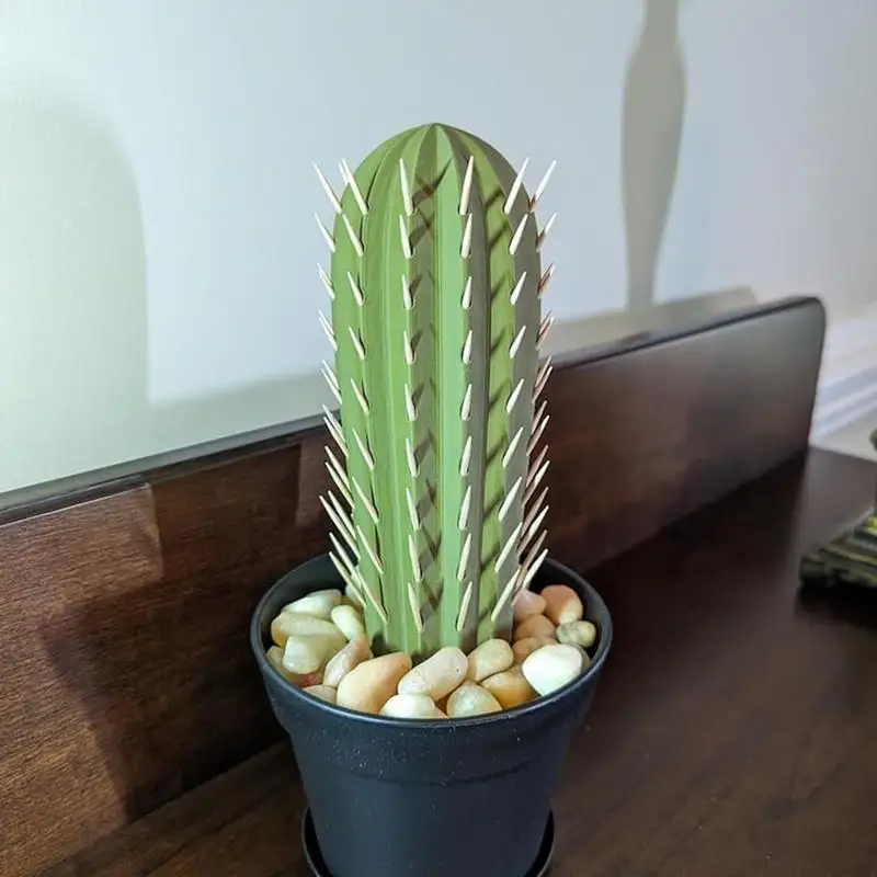 3D Printed Cactus Toothpick Dispenser House Plant Cacti Toothpick Holder Round Tooth Picks Funny Home Table Decoration