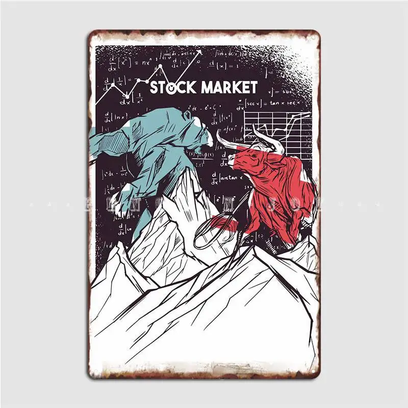 تاجر سوق الأوراق المالية خمر علامة القصدير المعدنية ، لوحة الحائط الرجعية للمنزل ، بار ، النادي ، ديكور كهف الرجل ، ملصق الفن الجدار المثالي