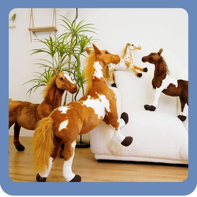 30/40/50/60cm Realistic Horse Plush Toy Dolls Fluffy Lifelike Forest Animals Stuffed Dolls Imitation Pony Plush Toy