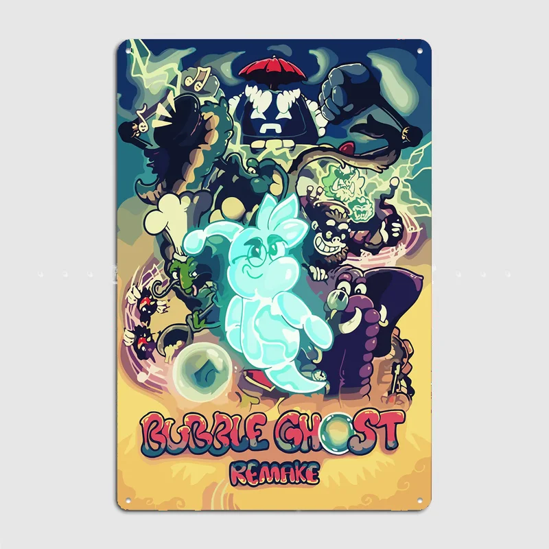 Bubble Ghost Remake Game Art Retro Poster Metal Posters Sign Indoor Outdoor Room Decoration Home Bar Decor Wall Decor