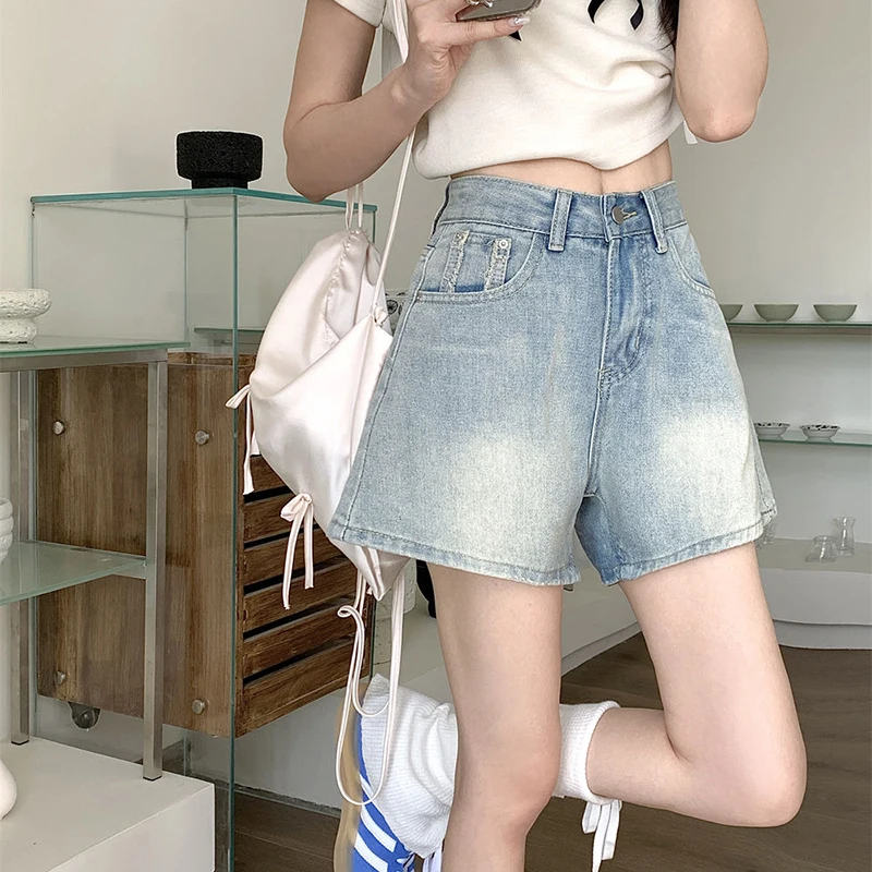 Rimocy Summer Denim Shorts Women Korean Fashion Plus Size High Waist Short Jeans Female Casual Street Wide Leg Short Pants Mujer