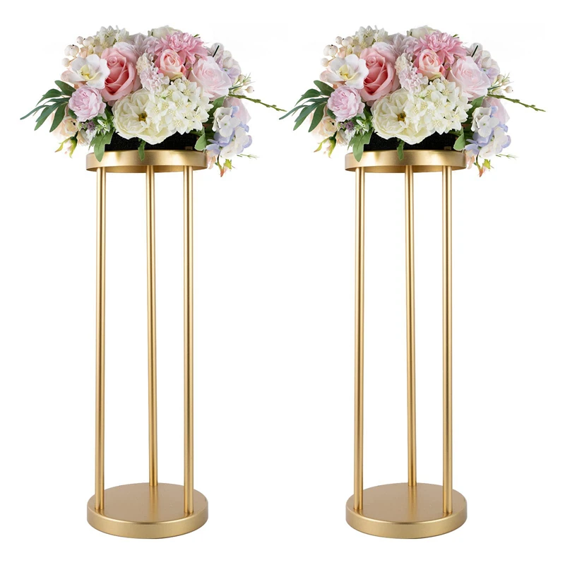 

10 PCS Gold Flower Road Lead Wedding Table Centerpieces Event Party Vases Home Hotel Decoration