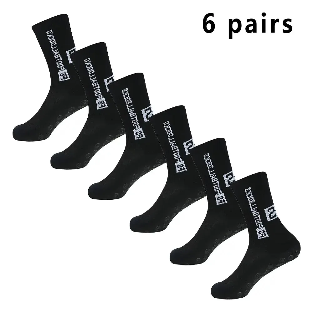 6 Pairs Soccer Socks Sports Grip Socks Anti-slip Basketball Socks Spot Rubber Anti-slip Cotton Soccer Socks