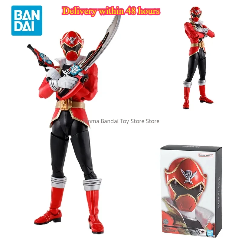 Spot Direct Bandai Original Kaizouku Sentai Gokaiger Anime Figure SHF True bone carving GOKAI RED Action Figure Toys For Kids