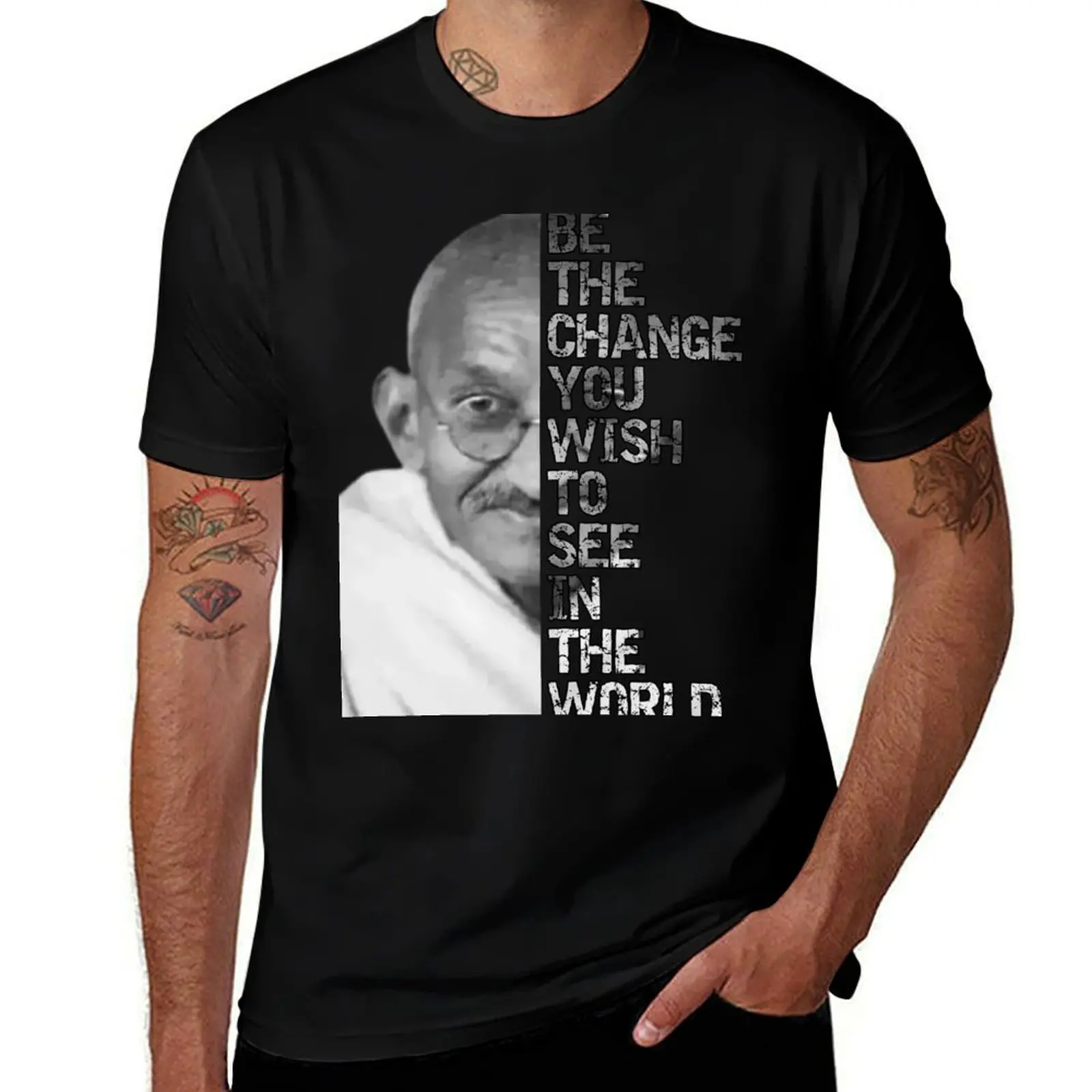

t shirts cotton man cotton Ghandi t shirts Mahatma man Quote T-Shirt 100%