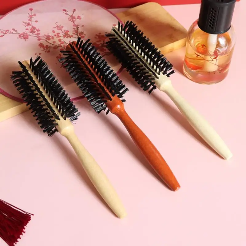 전문가용 특수 나무 컬링 빗 헤어 살롱 롤 빗 여성 및 남성용 미용 도구 원형 실린더 브러쉬