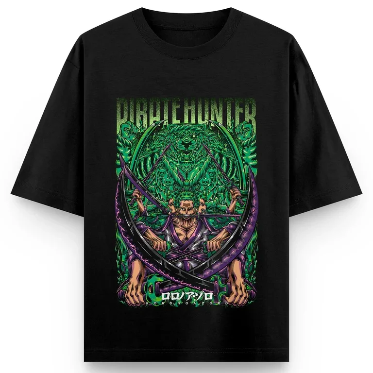 Une pièce Anime PIRATE HUNTER impression surdimensionné coton T-shirt hommes et femmes Harajuku tendance Y2K décontracté été absorber la sueur t-shirts