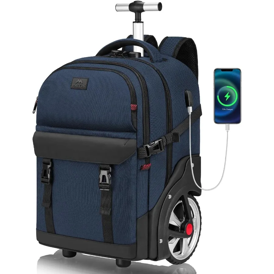 Zaino con rotelle MATEIN con ruote Zaino a rulli grande da 17 pollici con lucchetto a combinazione Ruota da viaggio antifurto resistente all'acqua