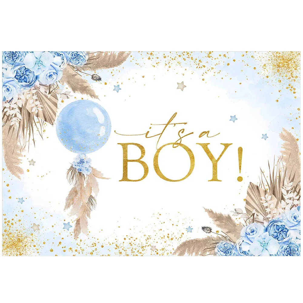 Mocsicka Blue Boho Balloon Baby Shower fondale it\'s a Boy Welcome Party Decorations neonato Photography Background Photo Studio