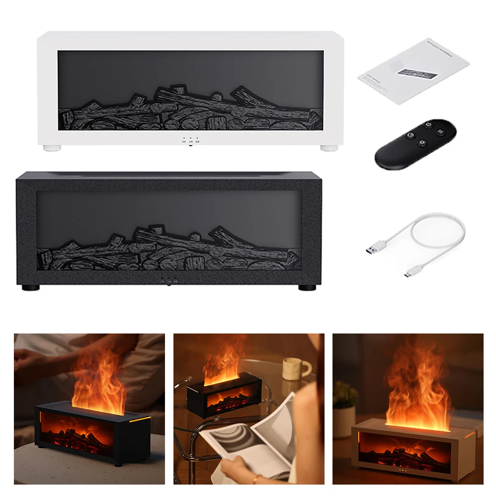 3D Flame Fireplace Aroma Diffuser Water Mist Fireplace Humidifier With Remote Control APP Interior Decoration Steam Fireplace