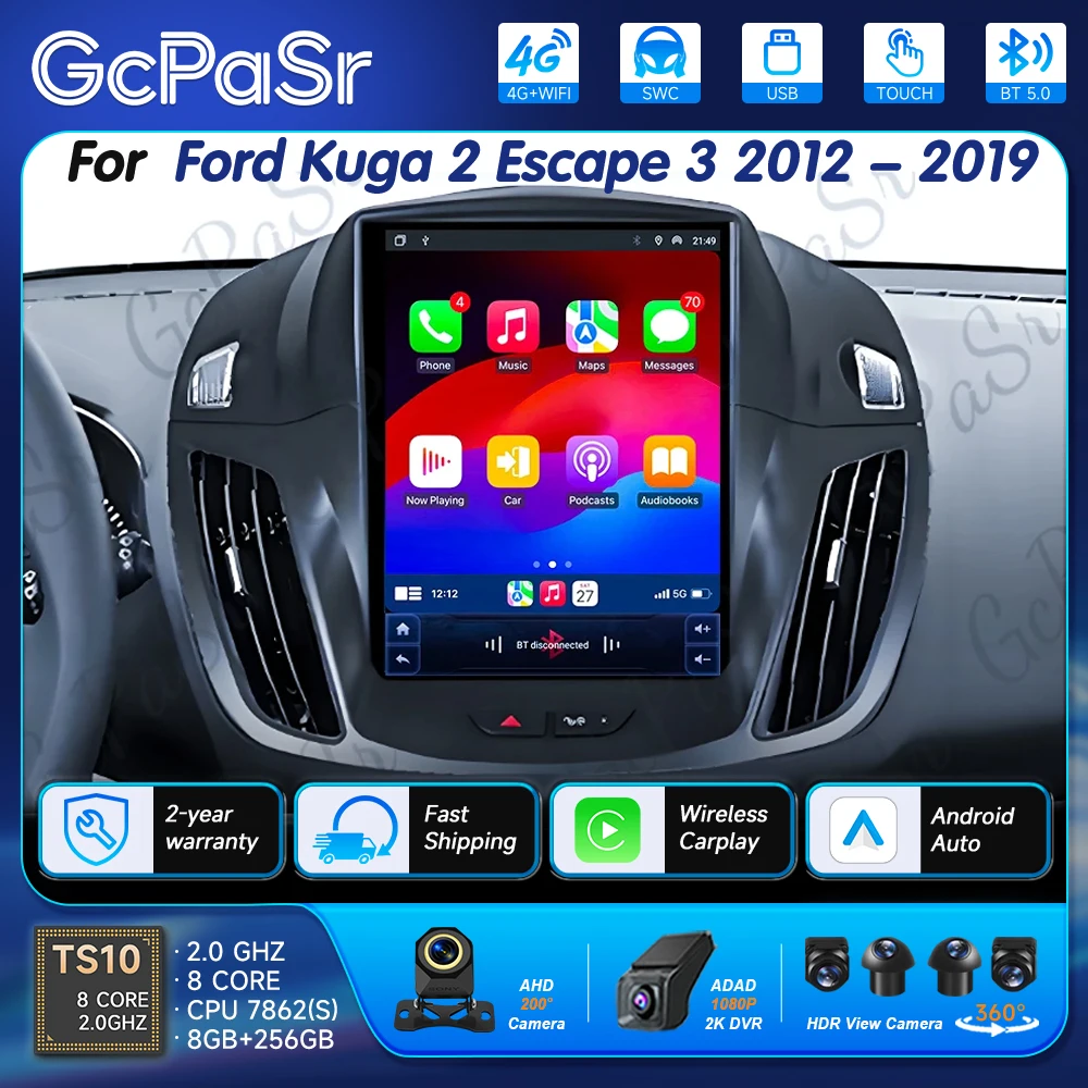Android 16 For Ford Kuga 2 Escape 3 2012 - 2019 Style Car Navigation Car GPS Auto Radio Stereo Car  Multimedia Player No 5G