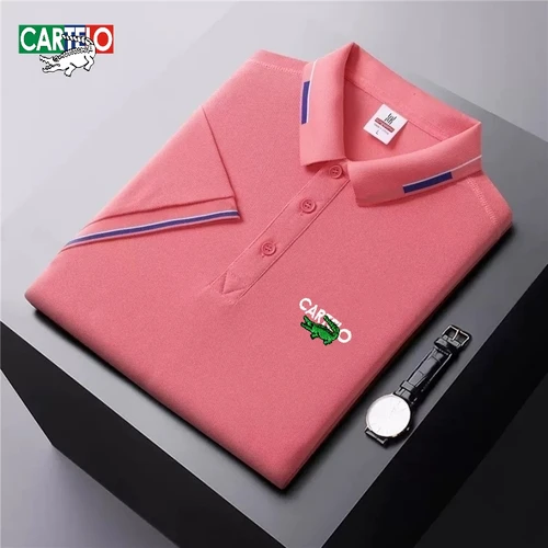 Polo de manga corta con logo bordado a la moda de alta calidad para hombre de verano, nueva moda, informal, transpirable, top fresco