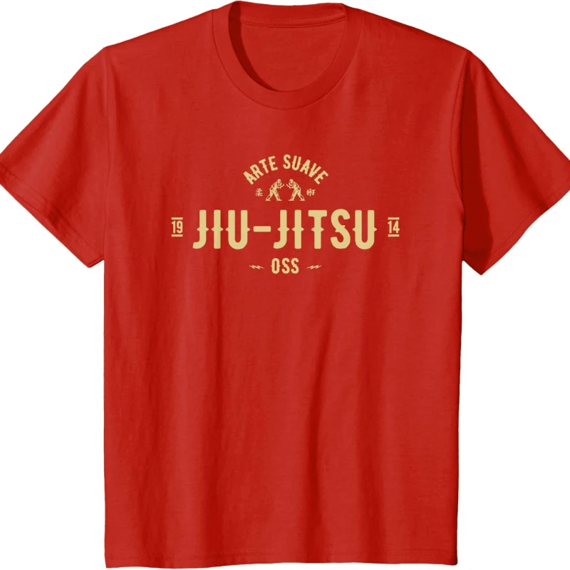 De Jiu Jitsu Brasileño Arte Suave Oss Camiseta BJJ Negro Simple Letters Men Printed T-shirt Tops Loose All-match Short-sleev