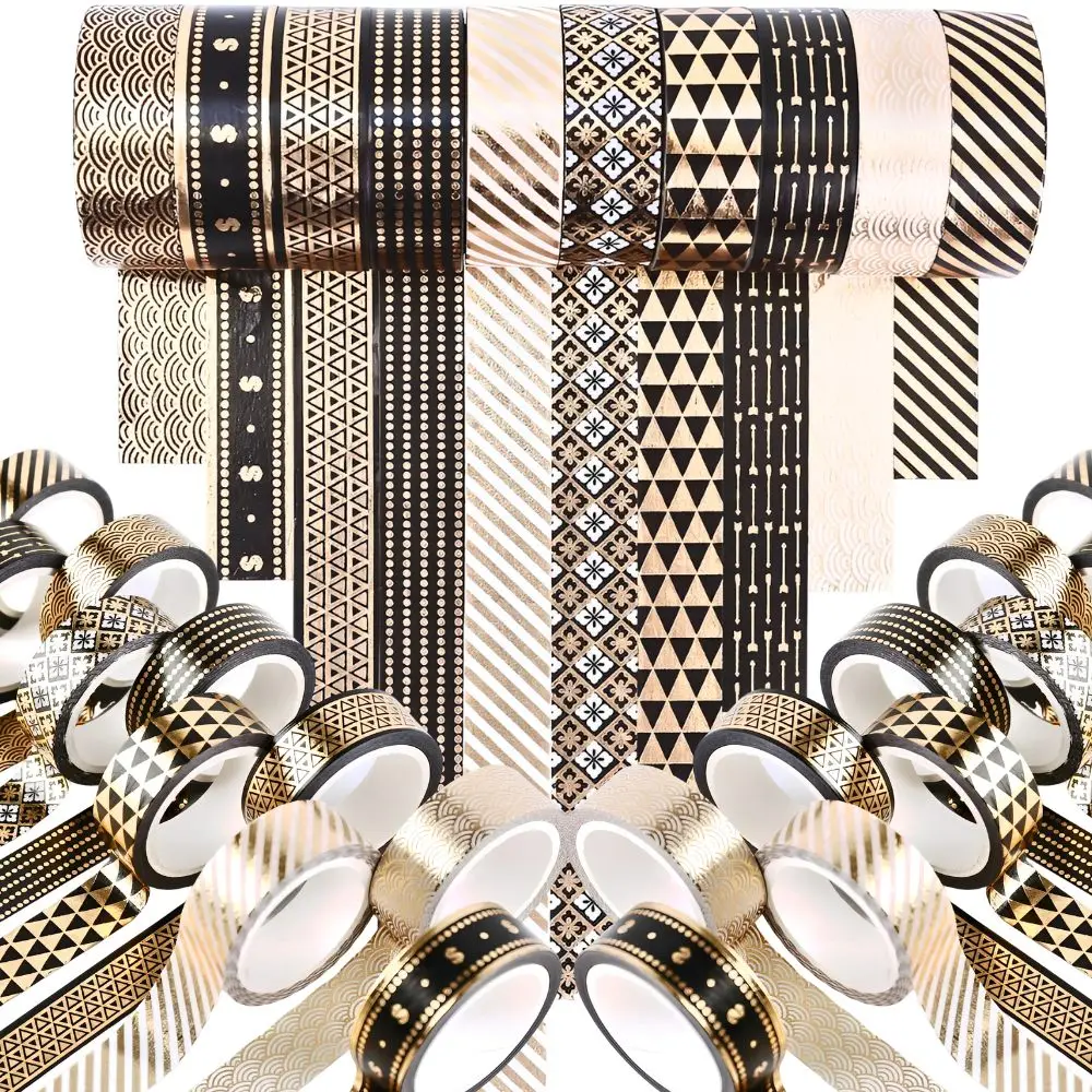 4/6/8pcs Golden Foil Washi Tape Random Decorative Paper for Scrapbooking Album Notebook Gift Wrap Hand‑made Ornament YMY