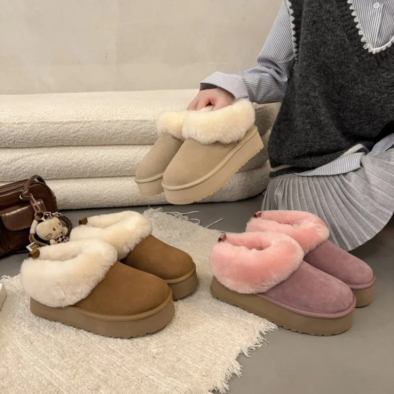 

2025 Platform Fluffy Slippers Women/men House Flats Fashion Plush Winter Shoes Ladies Home Elegant Casual Footwear Large Size