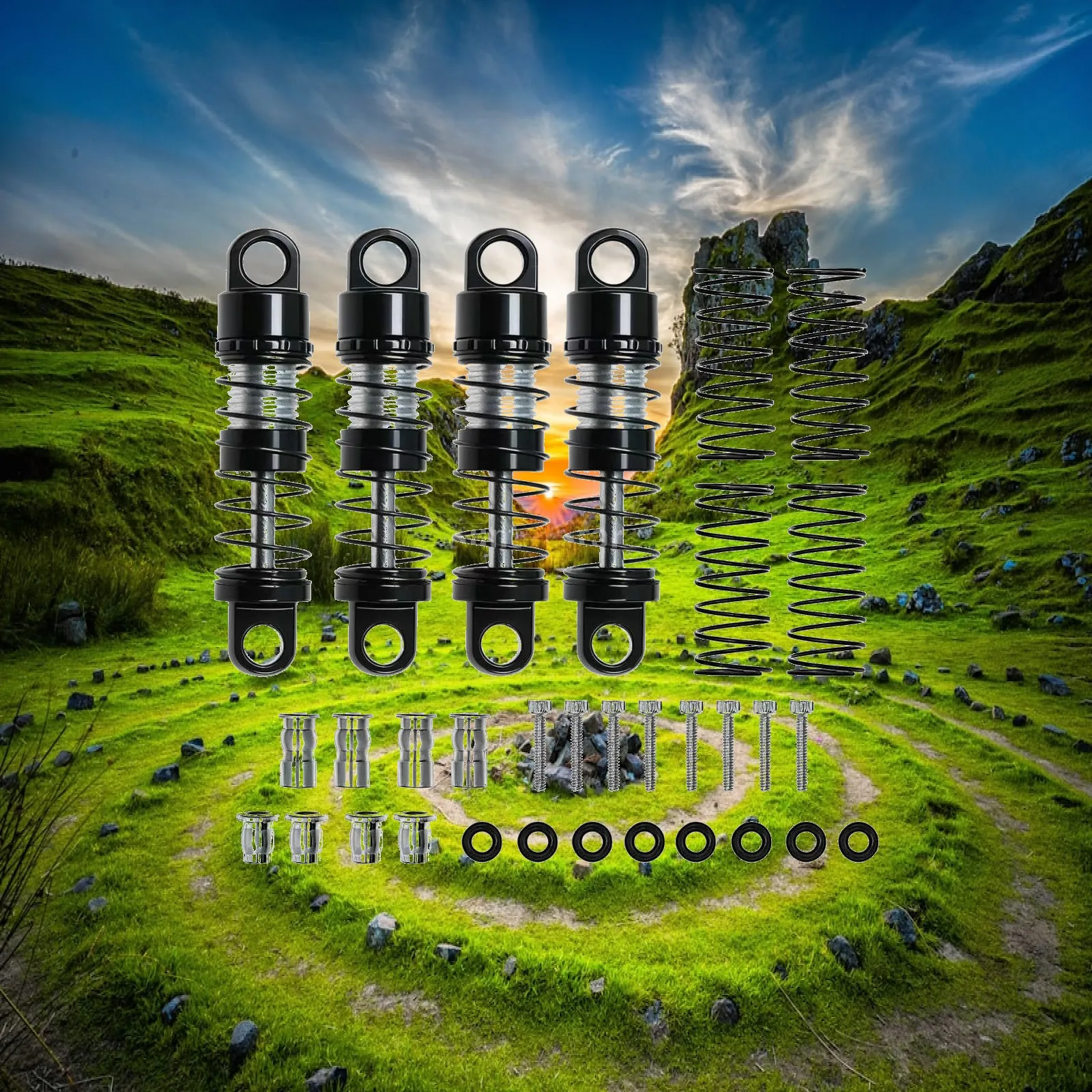 4Pcs 1/30 RC Car Shock Absorber Oil Filled Shocks Spare Part