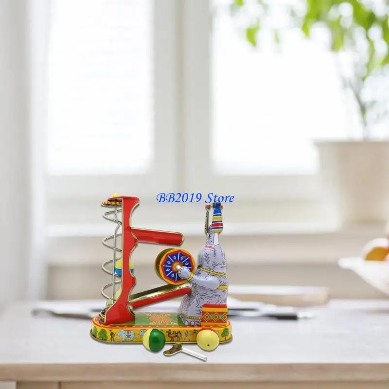 Q0KB Elephant Acrobatics Tin Toy per display desktop giocattolo meccanico Nostalgico post-80