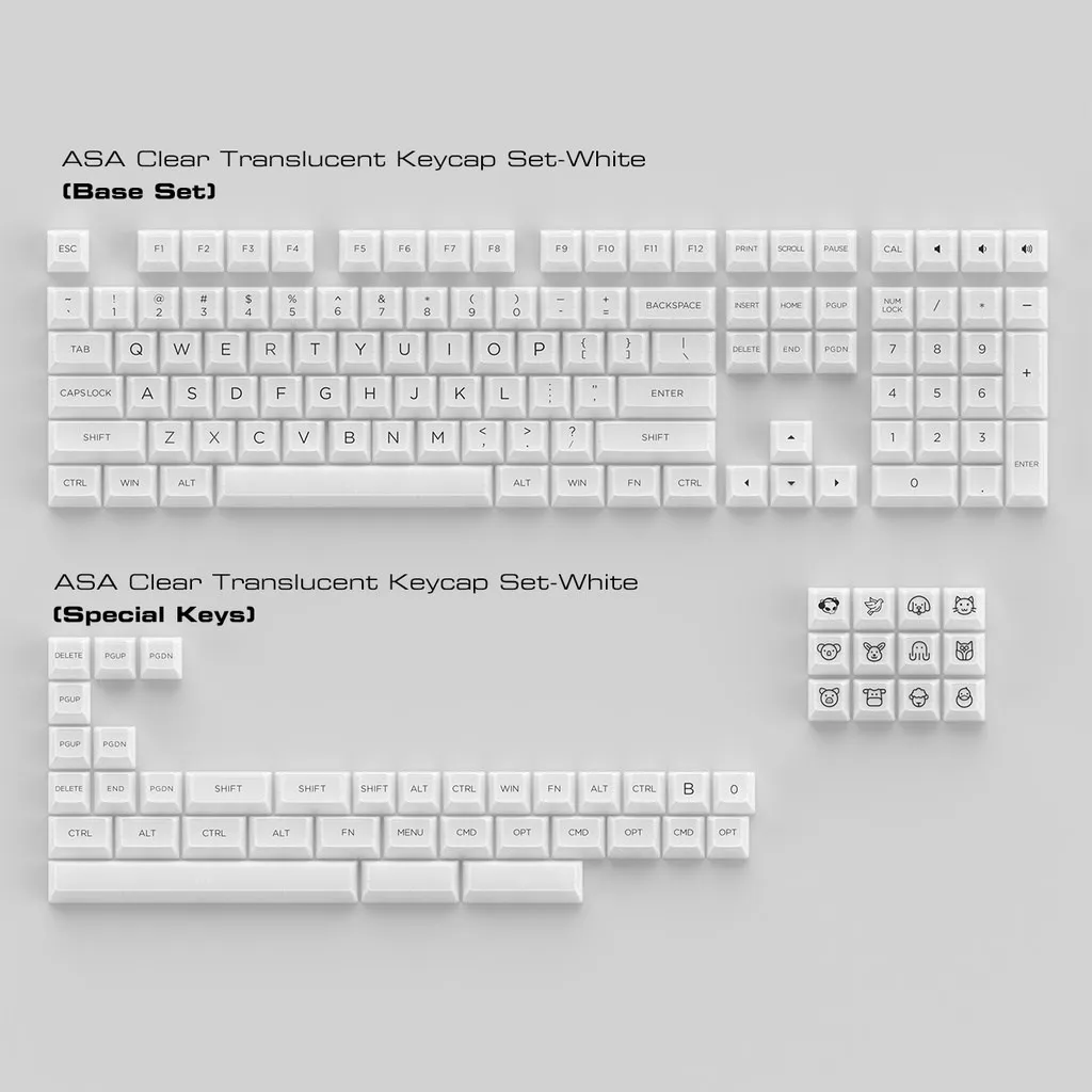 Imagem -04 - Akko Asa-transparente Backlit Keycaps Conjunto para Teclado Mecânico Clear Keycap Layout Ansi 61 87 104 108 mx Switches 155 Key