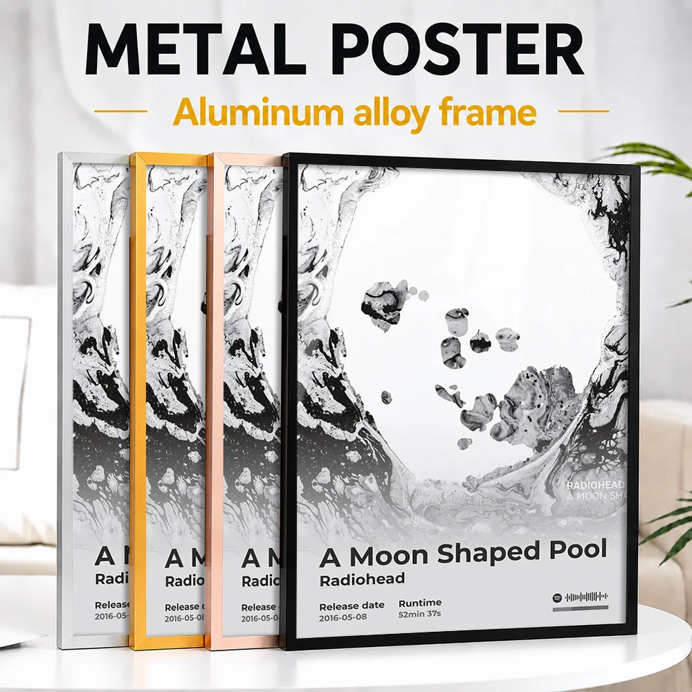 Radiohead A Moon Shaped Pool Metal Poster With Aluminum Alloy Frame Customized Black And White Wall Art For Listening Lounge