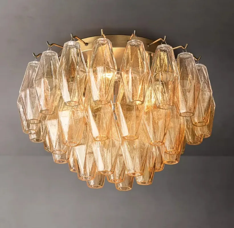 Custom Modern American Luxury Transparent Glass Embedded Ceiling Light Palace Church Temple Round Ceiling Light