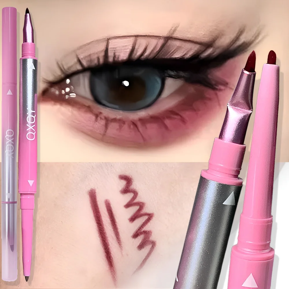 Punk Red Augenbrauen- und Eyeliner-Gel, 2-in-1, mit abgewinkelter Pinsel, wischfest, wasserfest, cremig, glatt, für Augenbrauen und Augen-Make-up