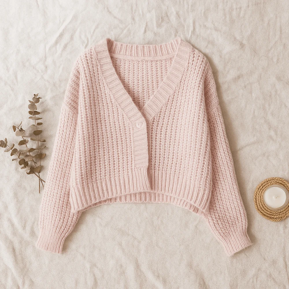 긴 소매 격자무늬 크로셰 스웨터 루즈 프레피 스타일 가디건 여성 Y2K 여성 상의 가을 봄 슬림 크롭 코트 스트리트웨어