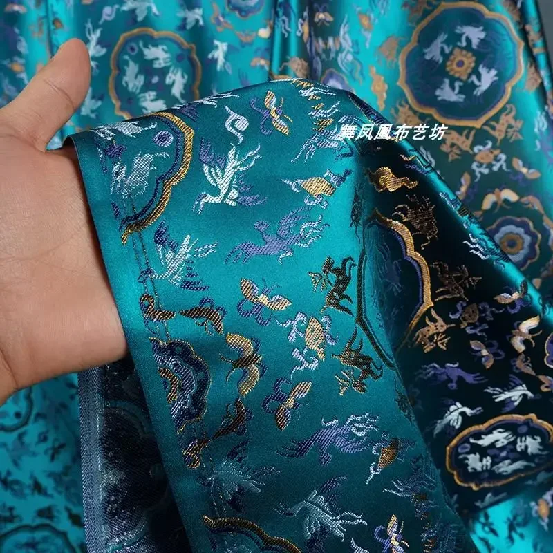 الطاووس الأزرق تقليد أغنية الديباج الجاكار النسيج لسترة أنيقة شيونغسام هانفو القماش Diy بها بنفسك مواد الخياطة بالمتر
