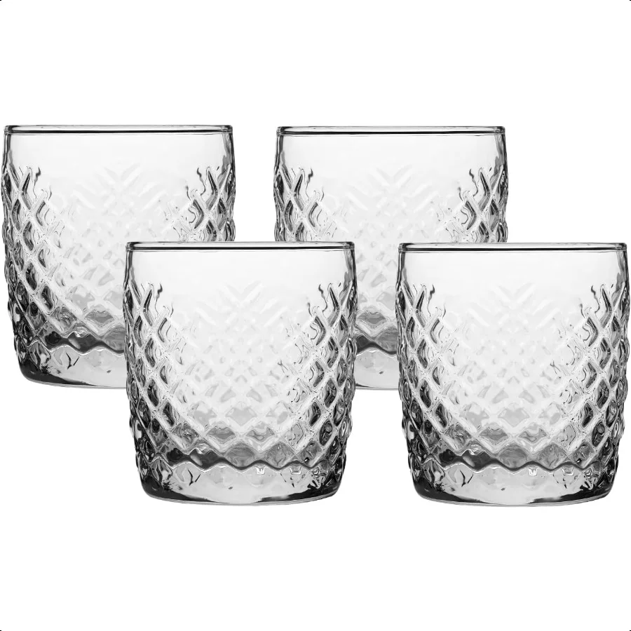 

Cross Hatch Drinking Glasses 4Pieces 10ounce dishwasher safe