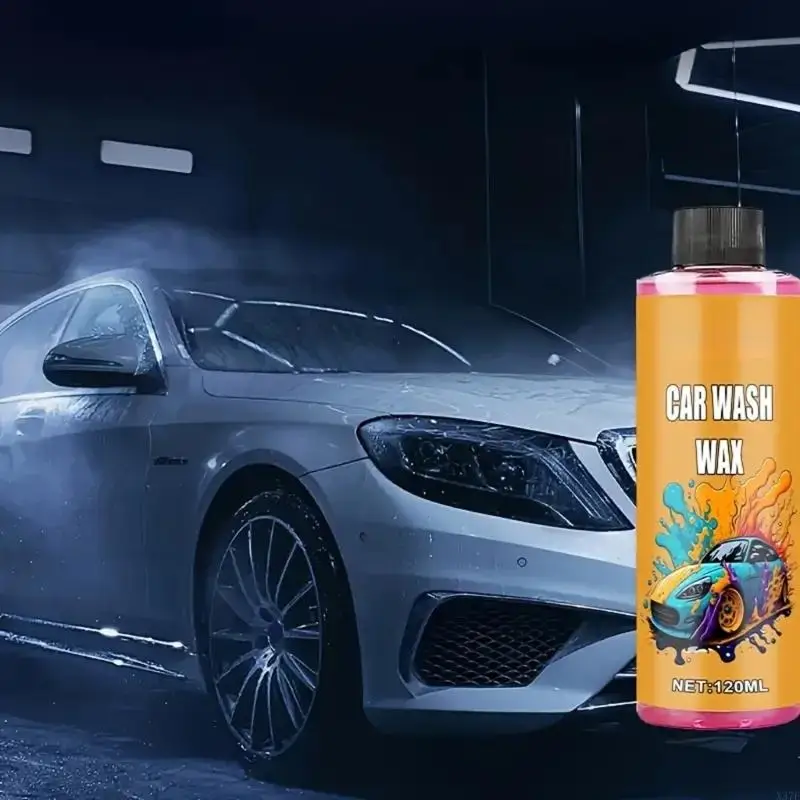 Car Wash Cleaning Liquid with Sponge, Small Screw-Cap Bottle for Routine Vehicle Exterior Cleaning, Quick Wipe-Down Use, X37F