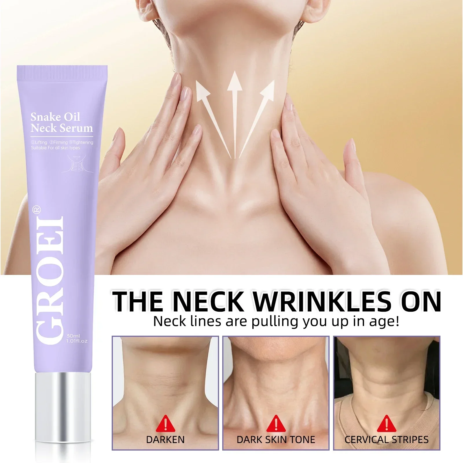 Snake Oil Neck Cream Lightens Neck Fine Lines Wrinkles Anti-aging Lifts Tightens Skin Moisturizing Nourishes Neck Cream 30ML